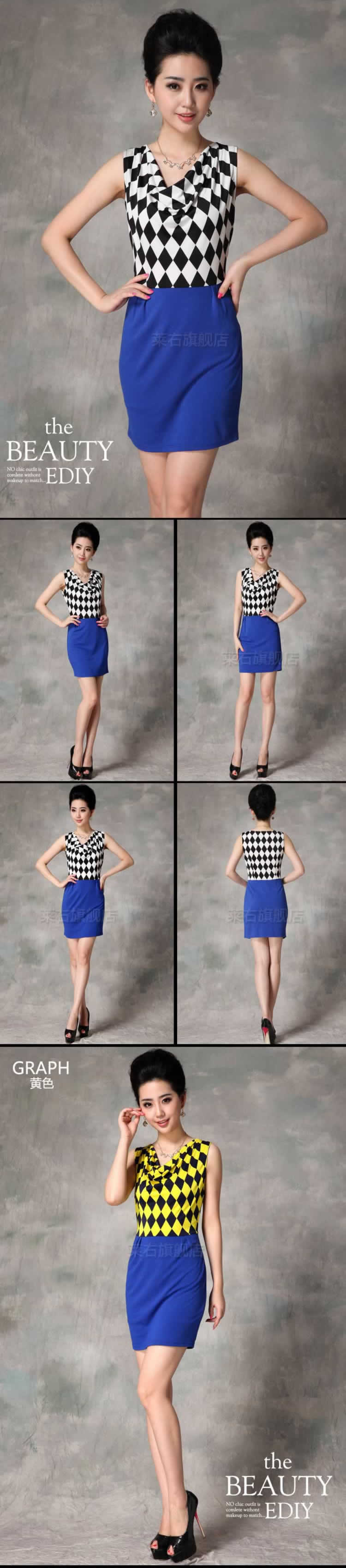 深V字領(lǐng)設(shè)計女裝短袖短裙夏裝詳情