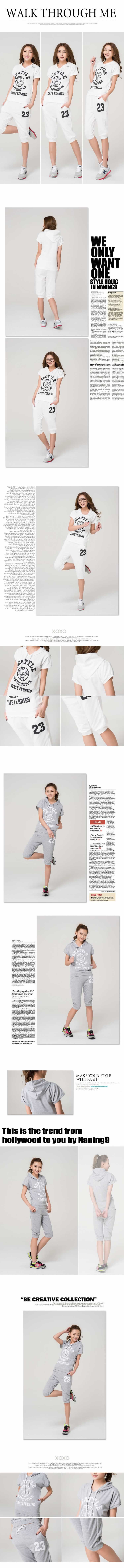 女套裝短袖短褲運(yùn)動(dòng)款女裝詳情